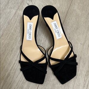 Jimmy Choo Black Heels with Strappy Design